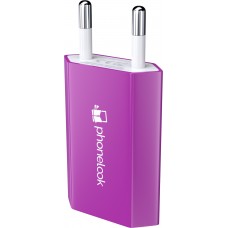 Prise de chargeur secteur mur adaptateur standard USB-A 5W PhoneLook - Violet