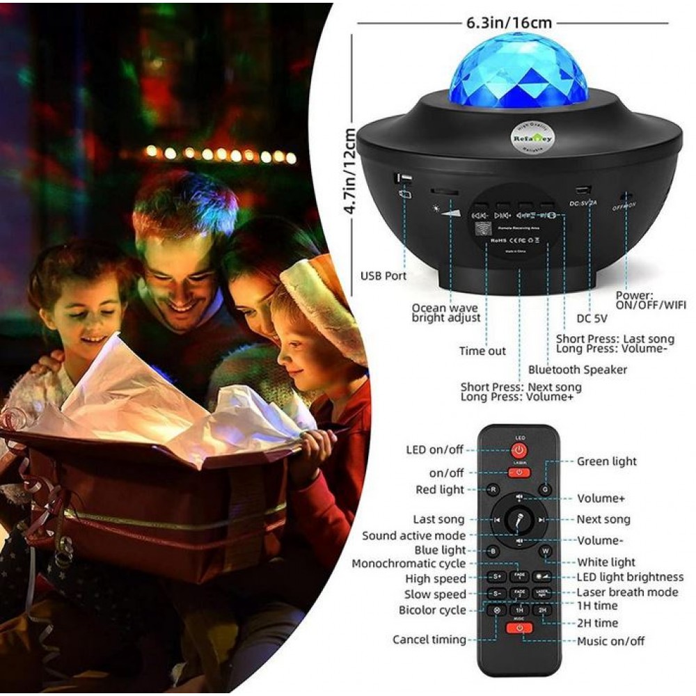 Sternen Projector LED Stars multi-color Lichtspiel Nacht für Schlafzimmer mit Fernbedienung