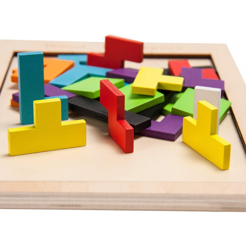 Puzzle en bois Tetris, énigmes, blocs de construction en bois, éducation, découverte, enfant