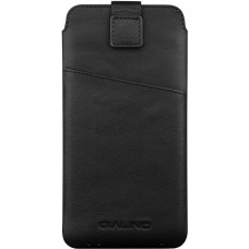 QIALINO pochette pour smartphone 4.7 pouces cuir véritable avec fente pour carte de crédit - Noir