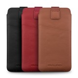 QIALINO pochette pour smartphone 4.7 pouces cuir véritable avec fente pour carte de crédit - Noir