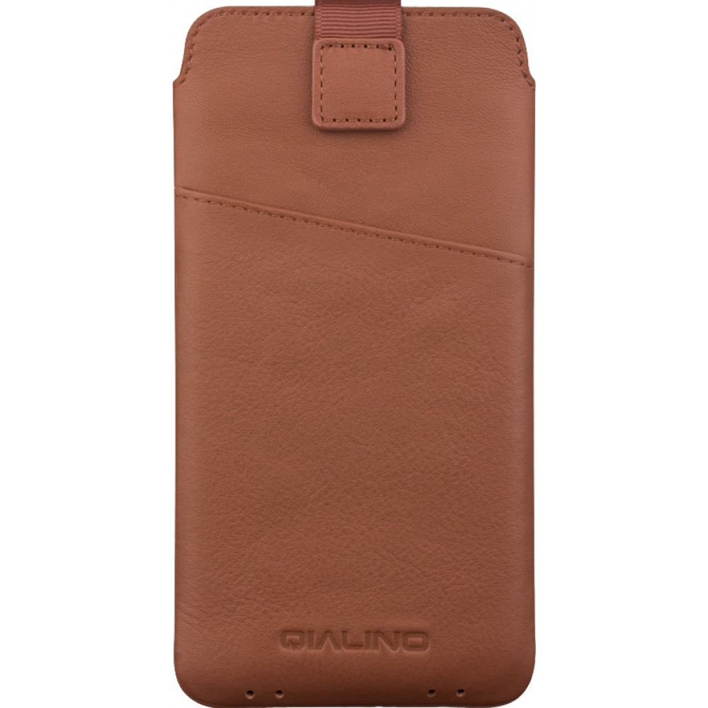 QIALINO pochette pour smartphone 6.1 pouces cuir véritbale avec fente pour carte de crédit - Brun