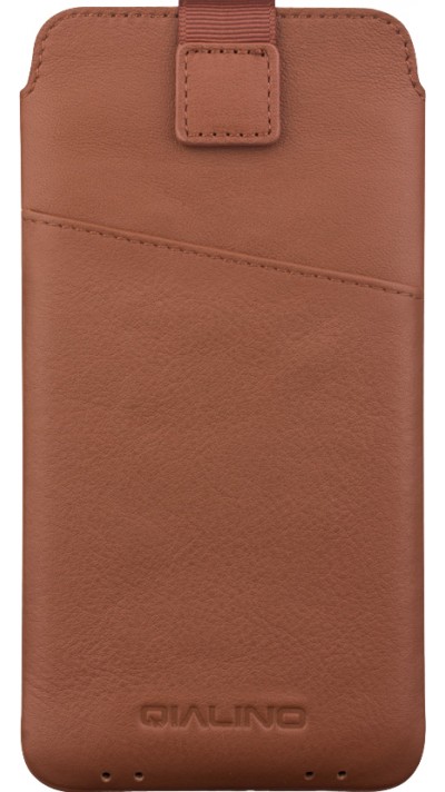 QIALINO pochette pour smartphone 6.1 pouces cuir véritbale avec fente pour carte de crédit - Brun