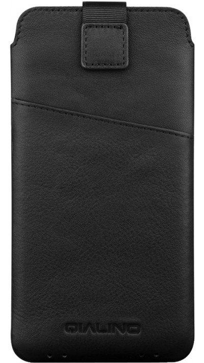 QIALINO pochette pour smartphone 6.1 pouces cuir véritable avec fente pour carte de crédit - Noir