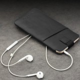 QIALINO pochette pour smartphone 6.1 pouces cuir véritable avec fente pour carte de crédit - Noir