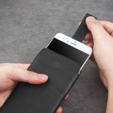 QIALINO pochette pour smartphone 6.1 pouces cuir véritable avec fente pour carte de crédit - Noir