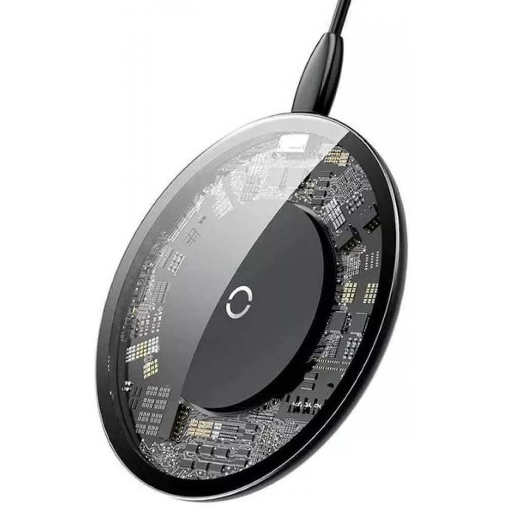 Qi Chargeur sans fil 15W design transparent ultra-fin - Noir