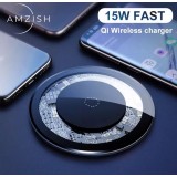 Qi Wireless Ladegerät Charger 15W ultra-dünn transparentes Design - Schwarz