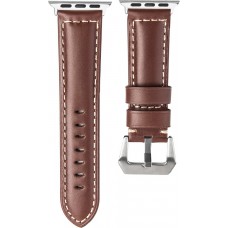 Qialino Bracelet cuir véritable brun - Apple Watch 42mm / 44mm / 45mm