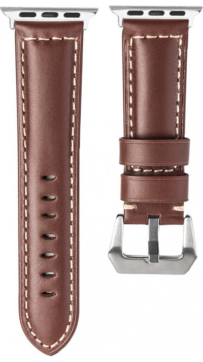 Qialino Bracelet cuir véritable brun - Apple Watch 38mm / 40mm / 41mm