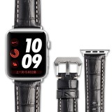 Qialino Bracelet cuir véritable croco noir - Apple Watch 38mm / 40mm / 41mm