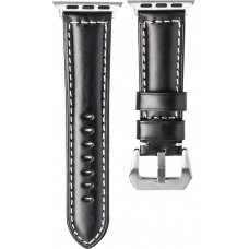 Qialino Bracelet cuir véritable noir - Apple Watch 38mm / 40mm / 41mm