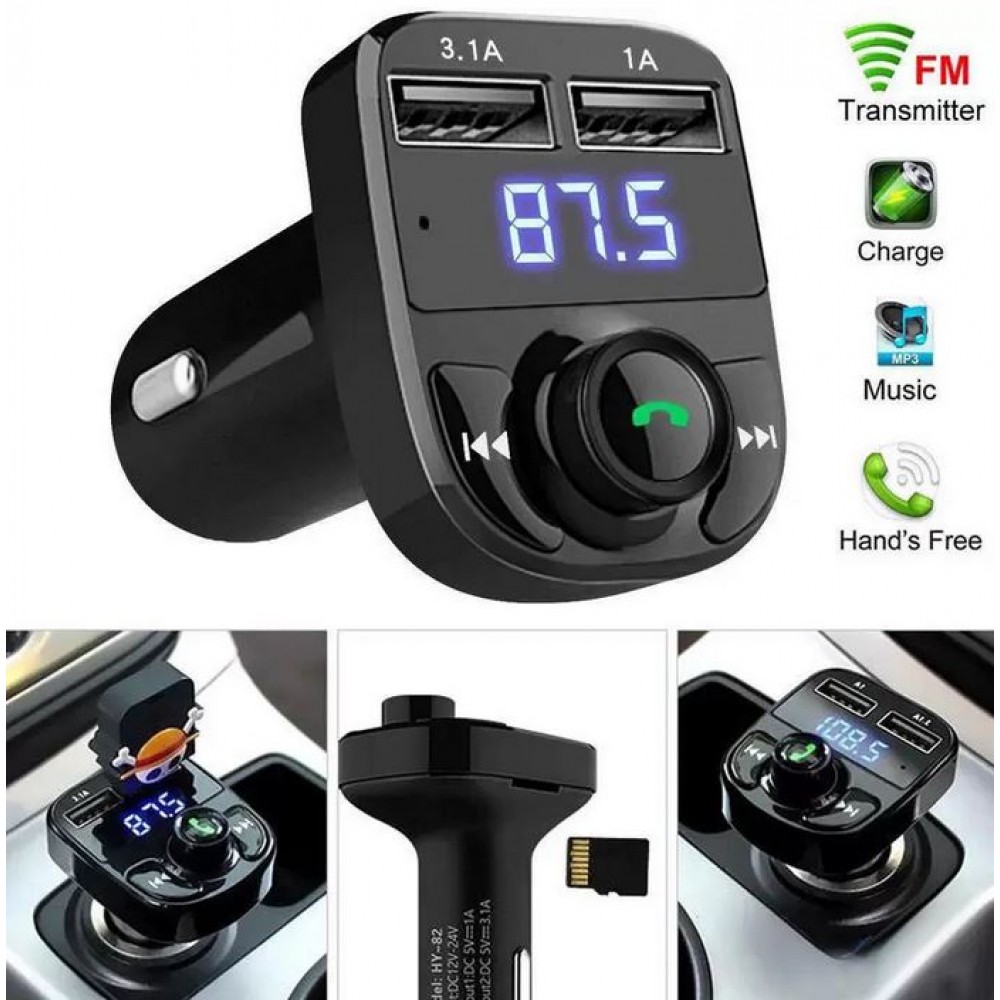 Bluetooth Empfänger X8 - Auto Kfz Audio Receiver MP3 Player mit 3.1 USB Fast Charge - Schwarz