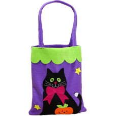 Sac à bonbons ou à friandises chat, sac d’Halloween, Seau à Bonbons Non tissé et réutilisable