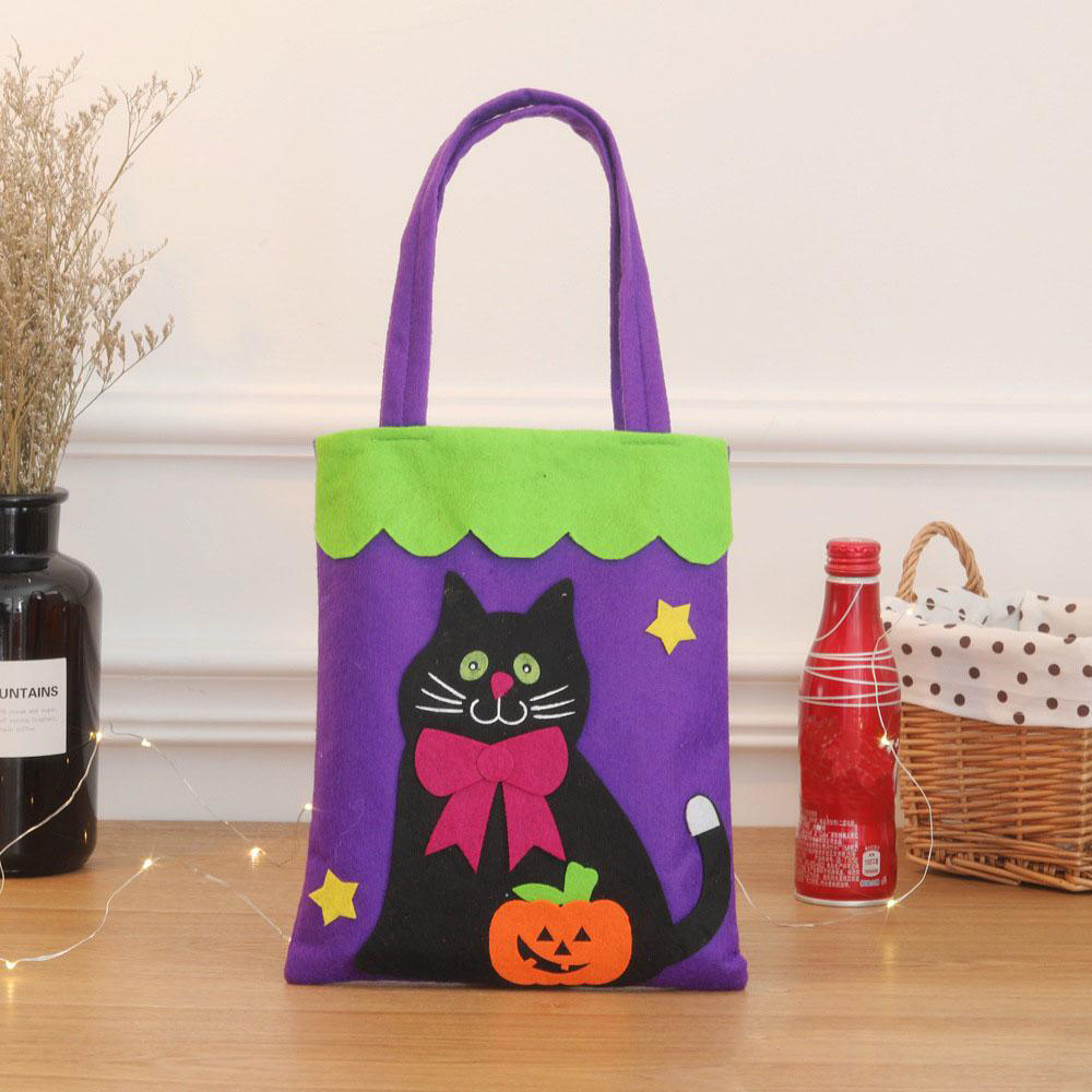 Trick oder behandeln Katze Tasche, Halloween-Taschen, Non-Woven wiederverwendbare Süßigkeiten Eimer