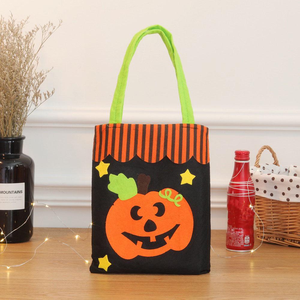 Sac à bonbons ou à friandises citrouille, sac d’Halloween, seau à bonbons non tissé et réutilisable