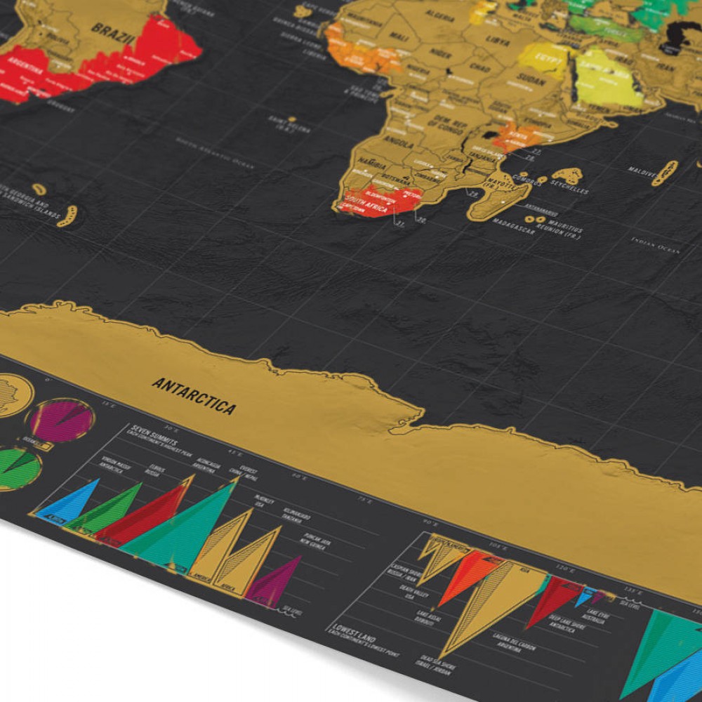 Voyager Weltkarte zum aufkratzen - Für Abenteurer und Entdecker - Schwarz & Gold