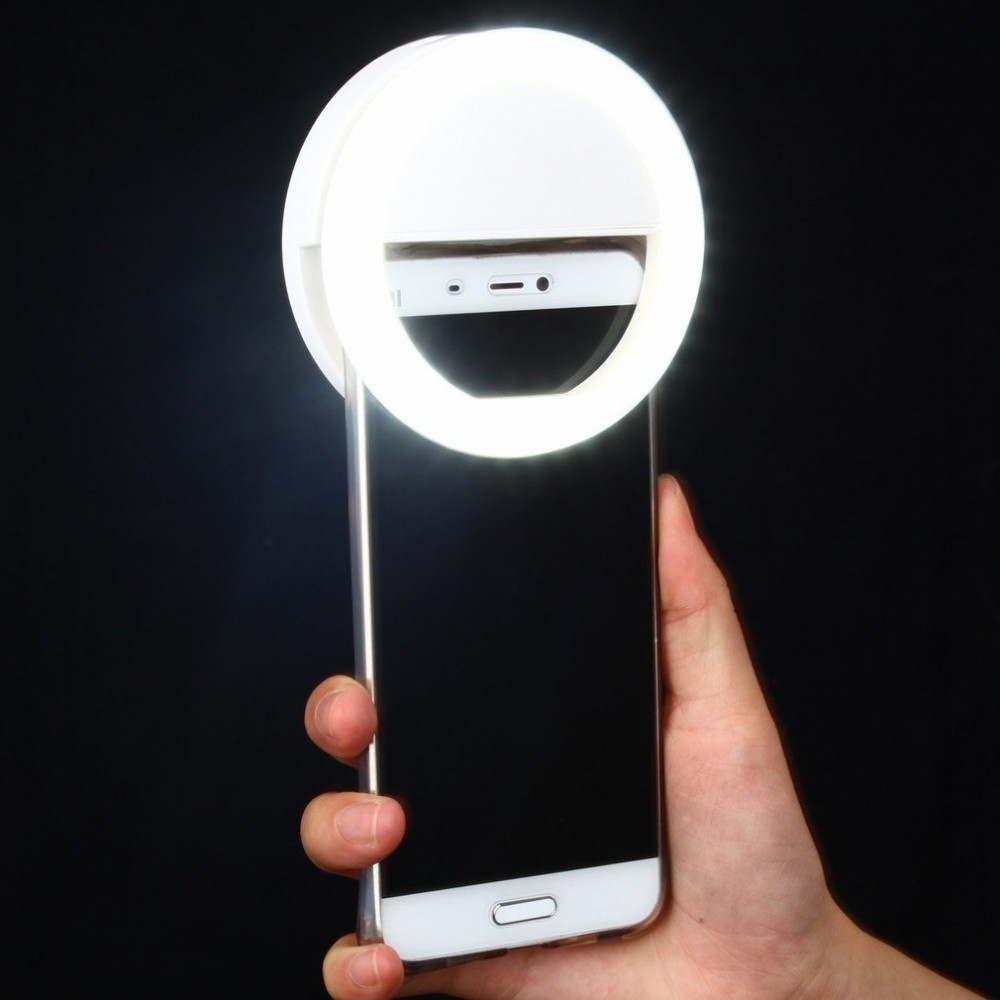 Anneau LED selfie universel Beauty Star-Light - 3 niveaux de luminosité / batterie rechargeable