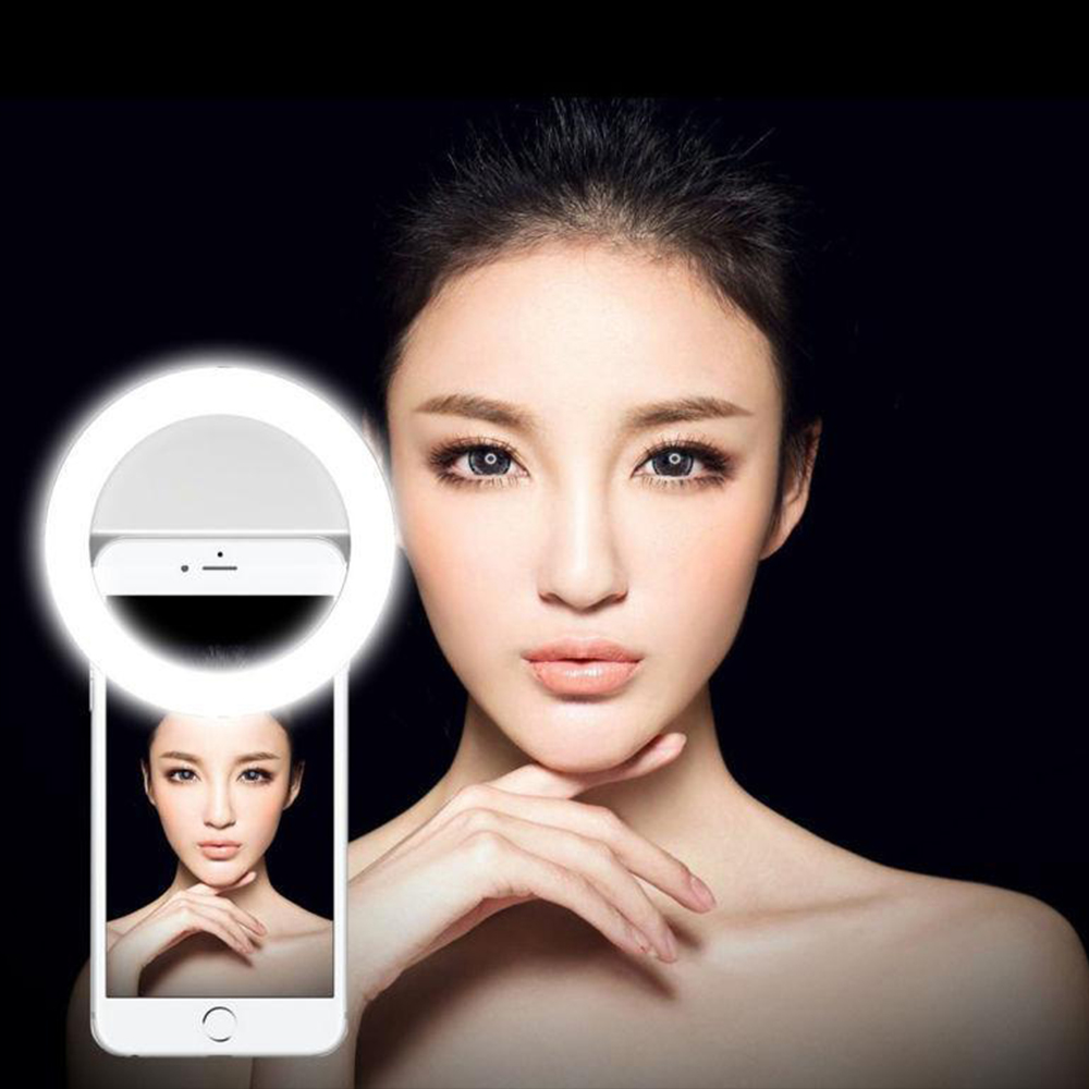 Anneau LED selfie universel Beauty Star-Light - 3 niveaux de luminosité / batterie rechargeable