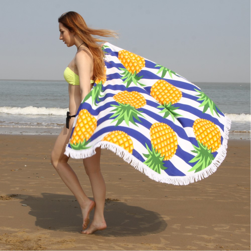 Serviette de plage et de bain créative de taille universelle en forme rond - Cocktail