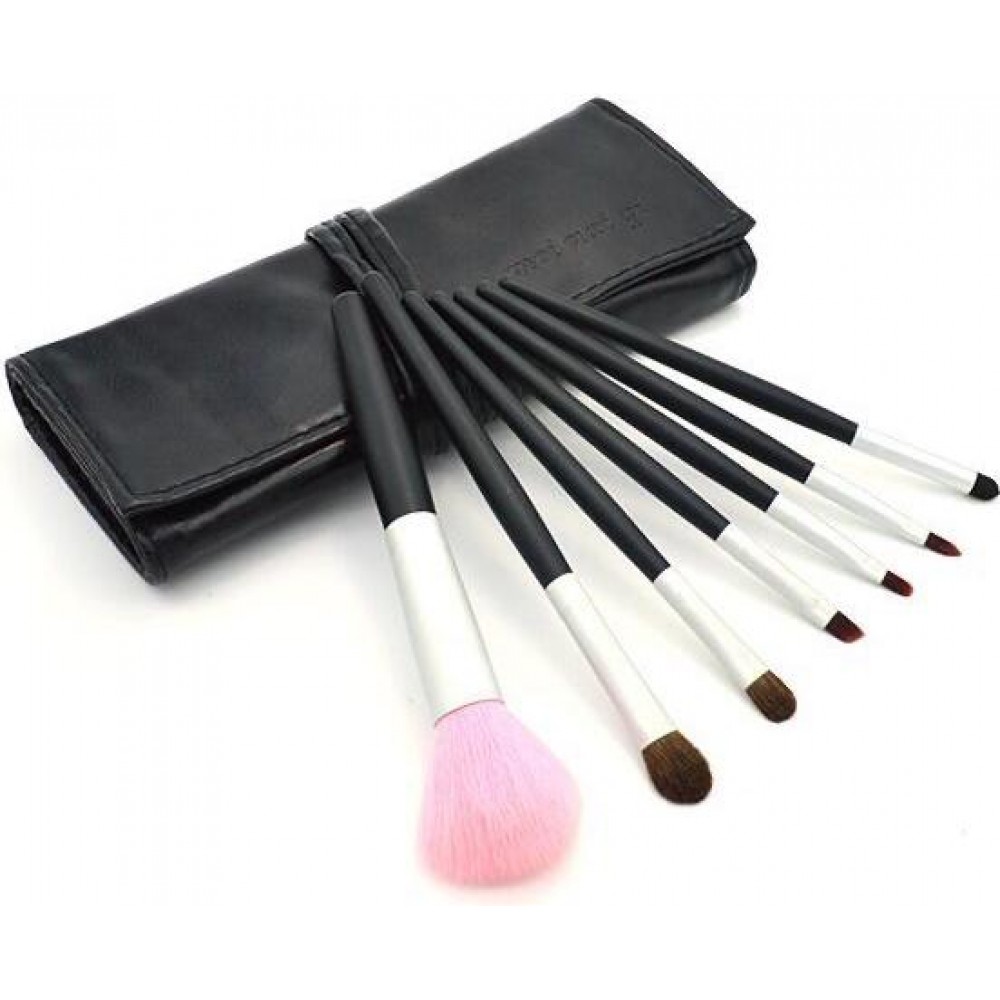 Pinsel Set 7 Stück Makeup Brushes Bürsten mit eleganter Tasche - Schwarz