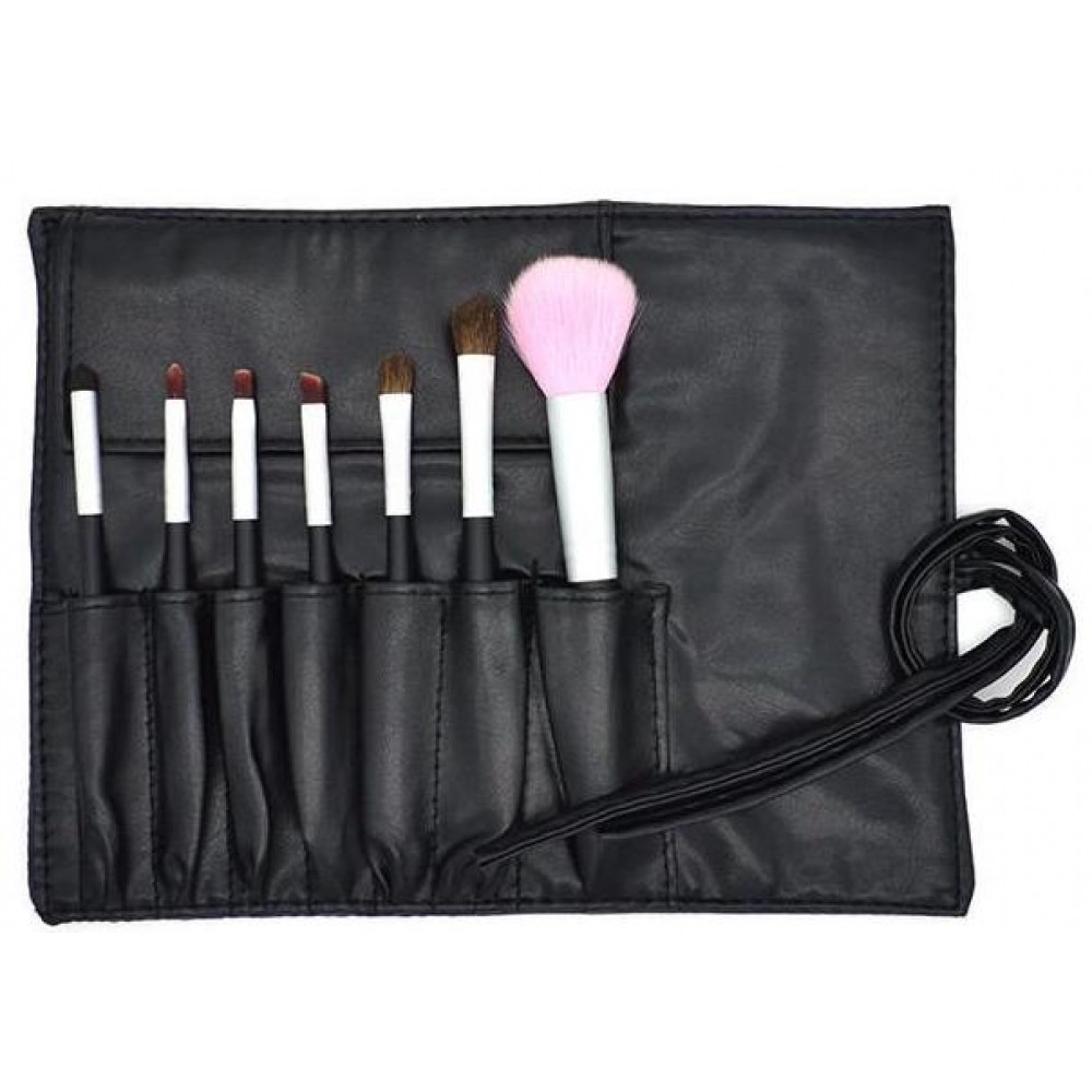 Pinsel Set 7 Stück Makeup Brushes Bürsten mit eleganter Tasche - Schwarz