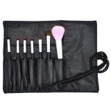 Set de pinceaux 7 brosses de maquillage avec étui élégant - Noir