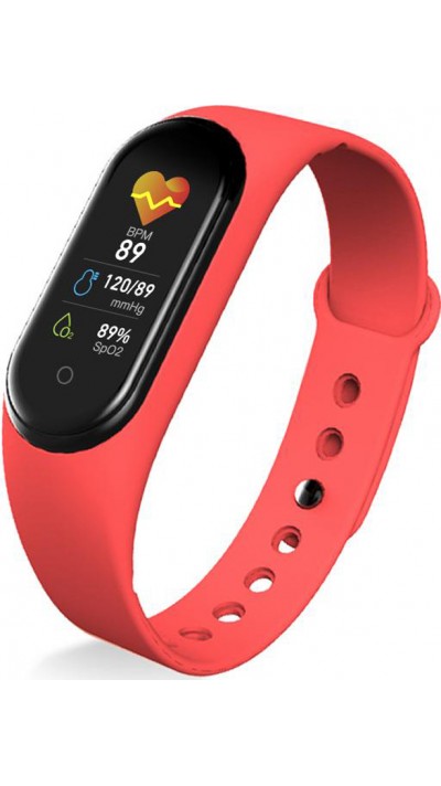 Active Fitness Tracker M5 - Bracelet sportif intelligent Montre connectée Bluetooth - Rouge