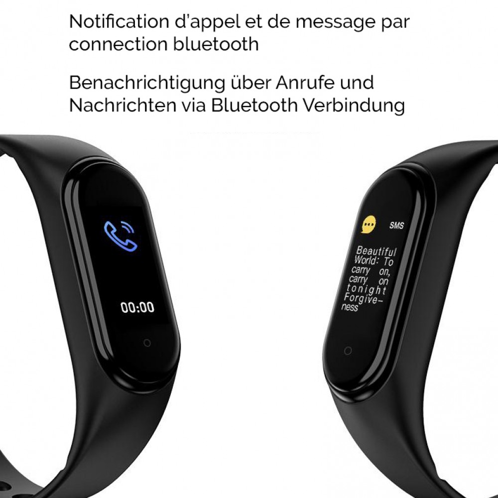Active Fitness Tracker M5 - Bracelet sportif intelligent Montre connectée Bluetooth - Rouge