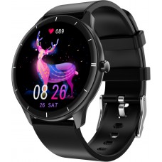 Smart Watch Elegante Q21, température corporelle, fréquence cardiaque, pression sanguine et l'oxygène dans le sang - compatible avec IOS et Android - Noir