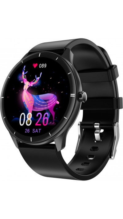 Smart Watch Elegante Q21, température corporelle, fréquence cardiaque, pression sanguine et l'oxygène dans le sang - compatible avec IOS et Android - Noir