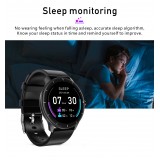 Smart Watch Elegante Q21, température corporelle, fréquence cardiaque, pression sanguine et l'oxygène dans le sang - compatible avec IOS et Android - Noir