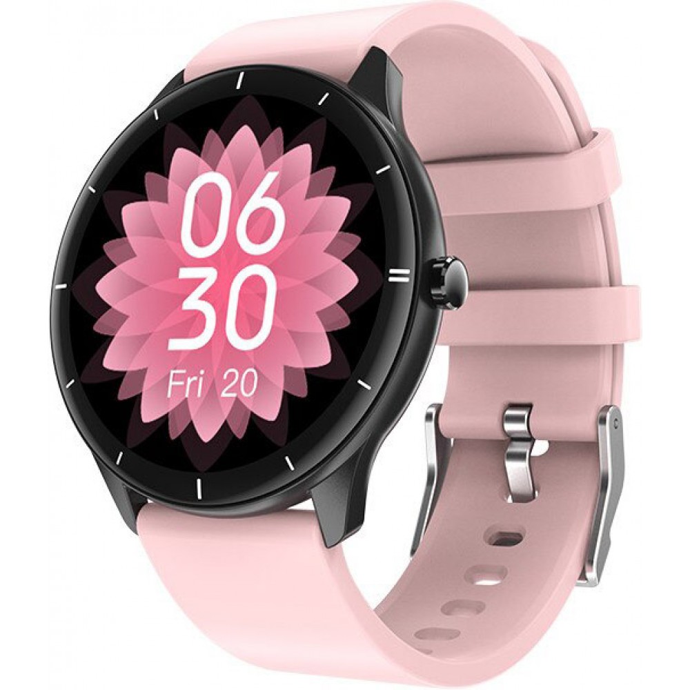 Smart Watch Elegante Q21, température corporelle, fréquence cardiaque, pression sanguine et l'oxygène dans le sang - compatible avec IOS et Android - Rose
