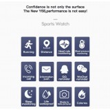 Smart Watch FitPro Y68 - Montre connectée avec écran tactile et programmes de sport / fitness - Boîtier argent / bracelet - Noir