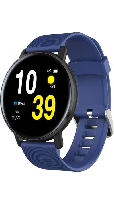 Smart Watch Fitness H5 - IP67 waterproof, podomètre, fréquence cardiaque - compatible avec IOS et Android - Bleu