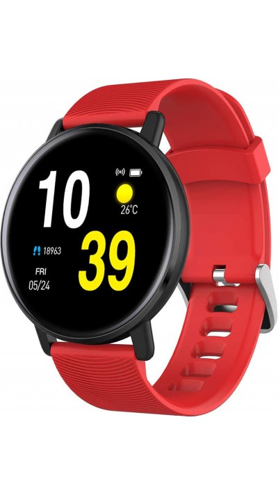 Smart Watch Fitness H5 - IP67 waterproof, podomètre, fréquence cardiaque - compatible avec IOS et Android - Rouge