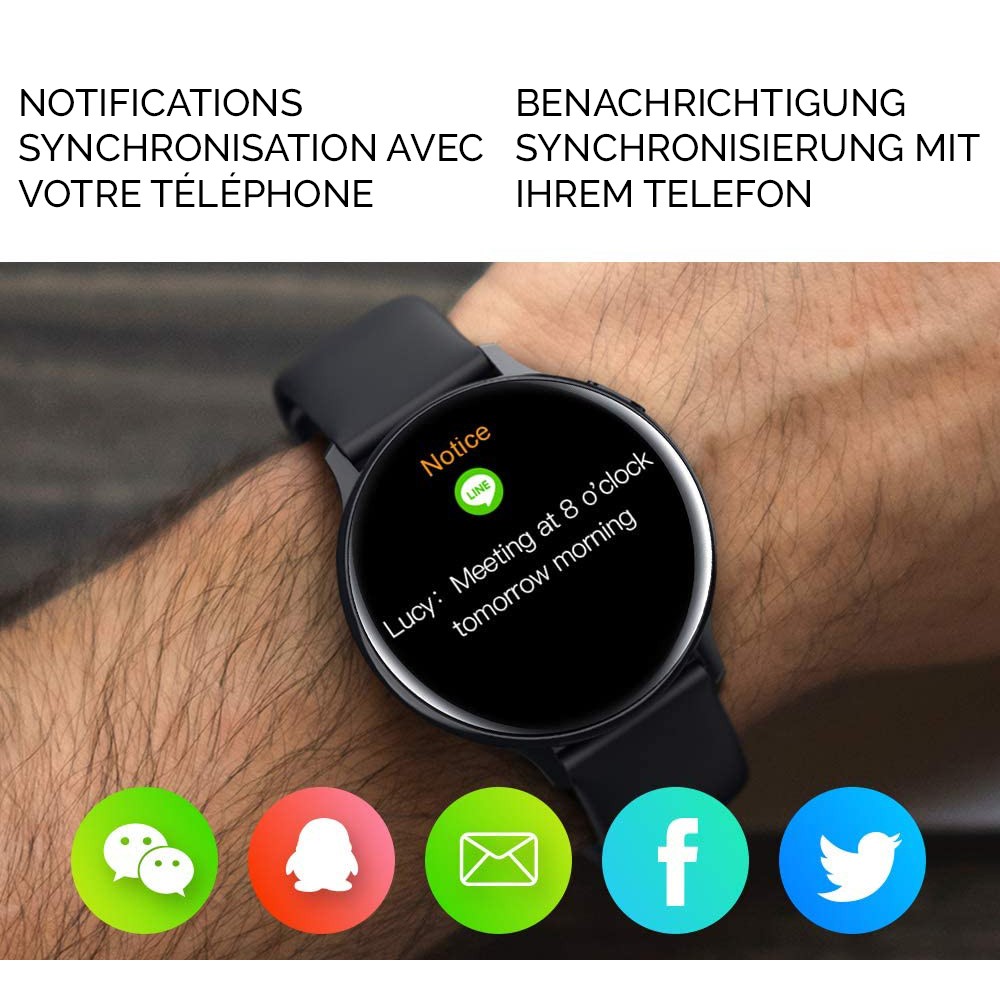 Smart Watch WearFit S20 - Montre connectée avec écran tactile et programmes de sport / fitness - Noir