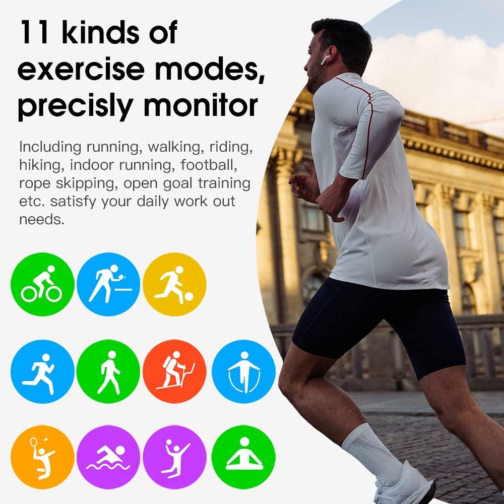 WearFit S20 - Fitness Tracker Smart Watch inkl. Touchscreen + Sportprogramme - Schwarz