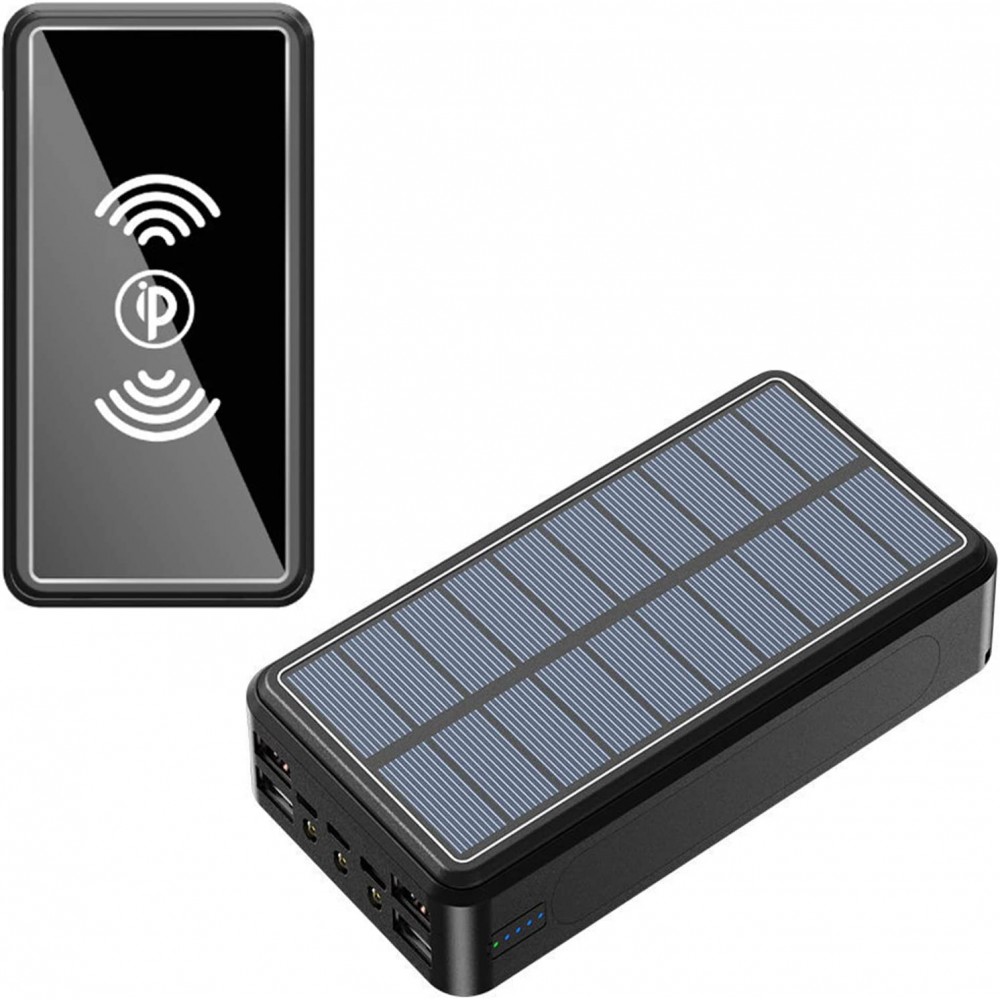 Solar Power Bank Qi Ultra Capacity 80000 mAh wireless externe Batterie - Schwarz