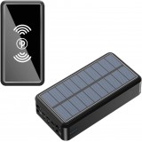 Power Bank solaire Qi ultra capacité 80000 mAh batterie externe sans fil - Noir