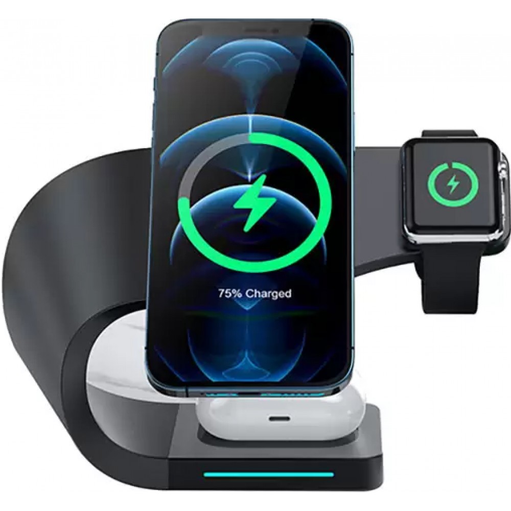 Magnetische Wireless Ladestation 15W für iPhone - Apple Watch, AirPods - Schwarz