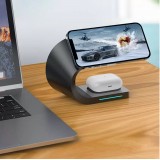 Station de charge 15W sans fil 4 en 1 magnétique pour iPhone - Apple Watch, AirPods - Noir