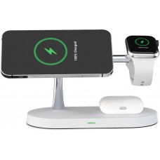 5 in 1 Magnetische Wireless Ladestation für iPhone - Apple Watch, AirPods inkl. LED Lampe - Weiss