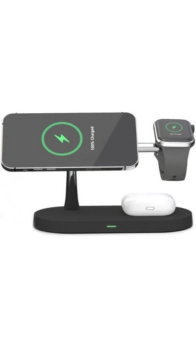 Station de charge magnétique sans fil 5 en 1 pour iPhone - Apple Watch, AirPods, lampe LED - Noir