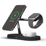 Station de charge magnétique sans fil 5 en 1 pour iPhone - Apple Watch, AirPods, lampe LED - Noir