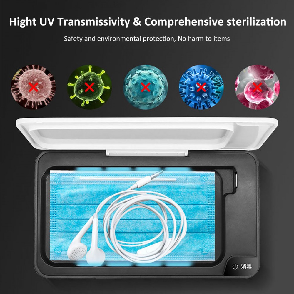 UV-Sterilisations Box - Sterilisieren von Gesichtsmasken / Brieftaschen / Smartphones - Wireless Charging