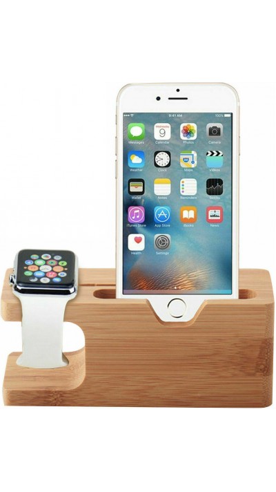 Support universel deluxe pour iPhone + Apple Watch - Support en bois de bambou