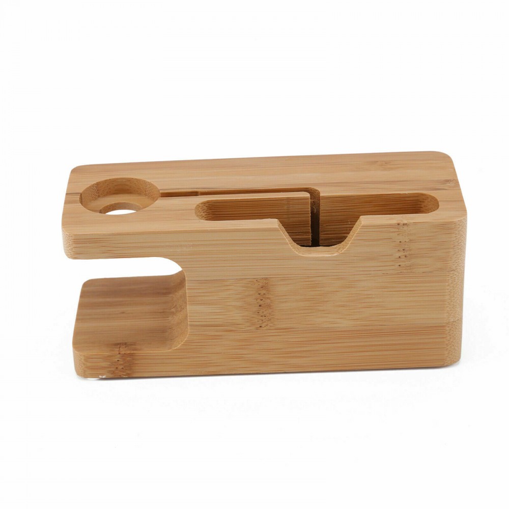 Universal iPhone + Apple Watch Halter Deluxe - Ständer aus Bamboo Holz