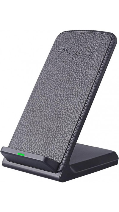 Support universel sans fil pour smartphone QI - Station de recharge wireless à charge rapide - Cuir - Noir