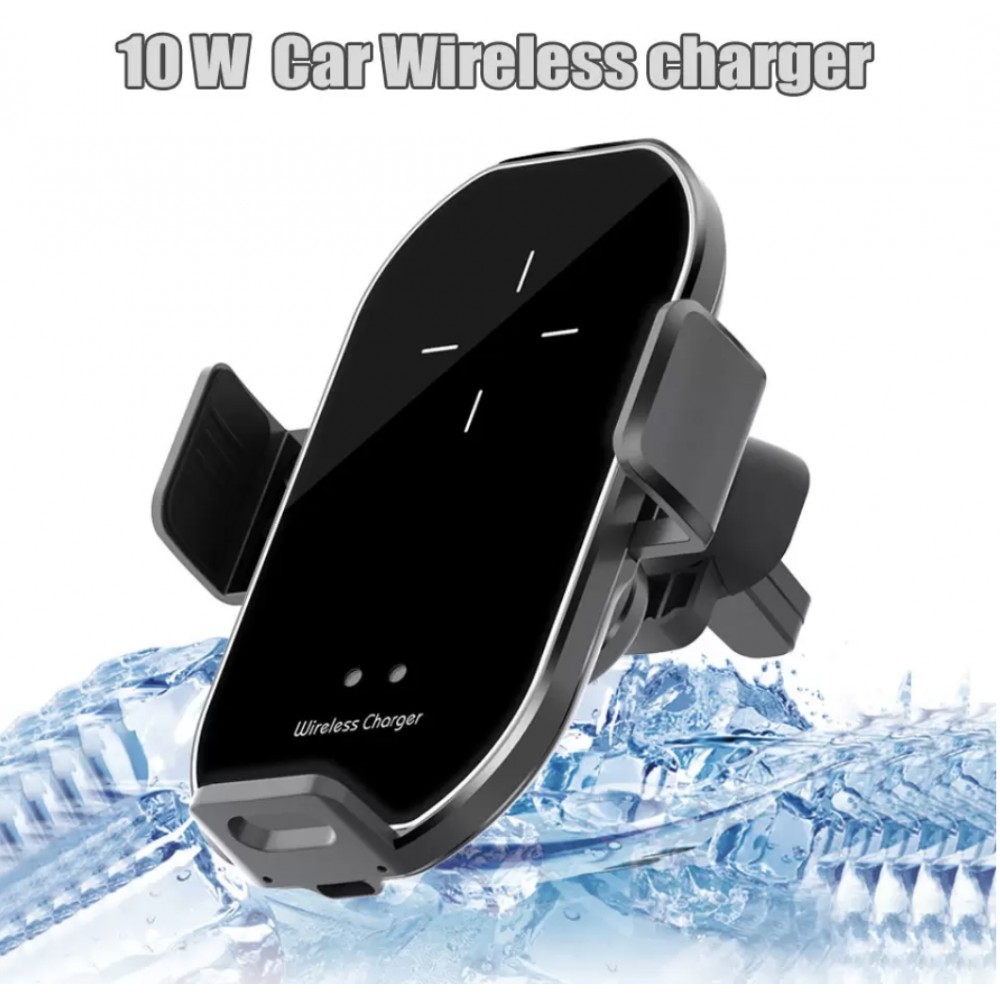Support de téléphone 10W Qi high-tech pour voiture - Smart Sensor + Chargement sans fil - Argent